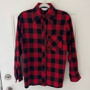 Vintage Wool Buffalo Check Dagger Collar Shirt button up